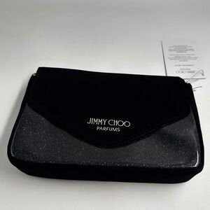 JIMMY CHOO PERFUMES BLACK & SILVER CLUTCH WITH GOLD CHAIN